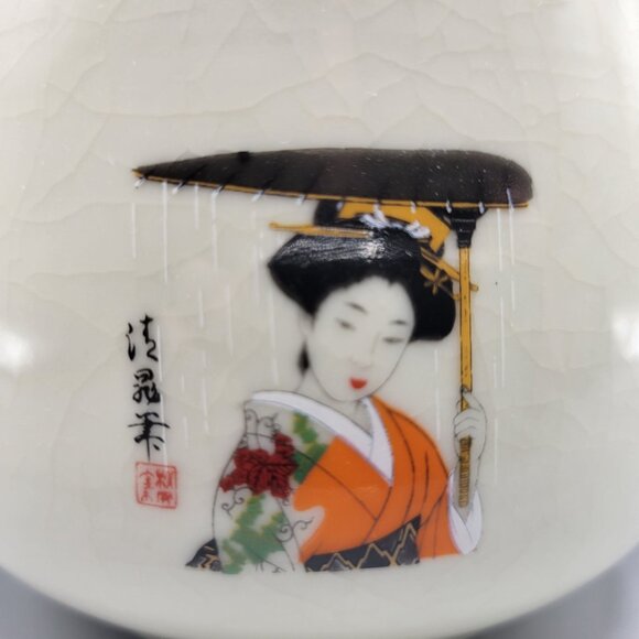 Vintage Japanese Ceramic Teapot & 5 Cups Set Geisha Design - Picture 9 of 16